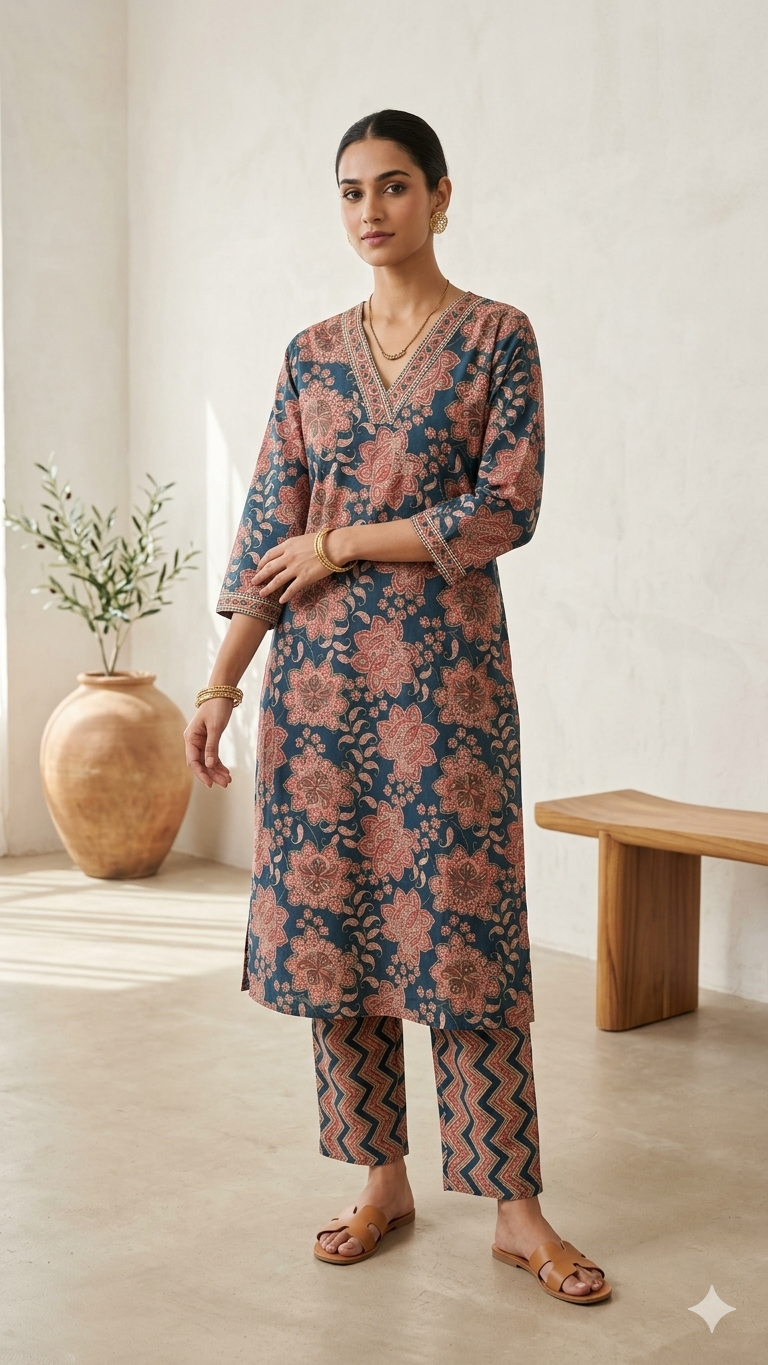 Blue Office wear kurta set