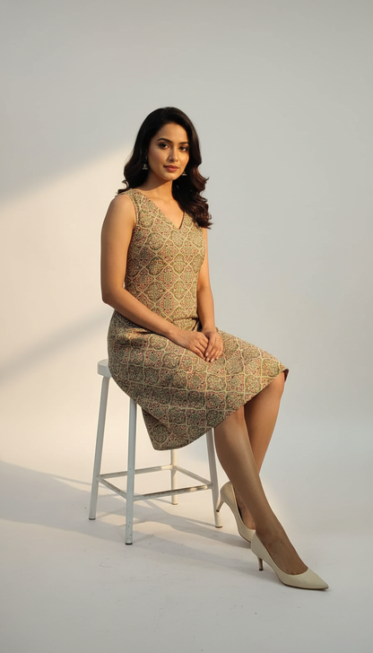 Ajrakh print V neck summer dresses